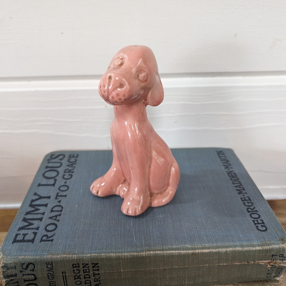 Vintage Little Pink Ceramic Dog